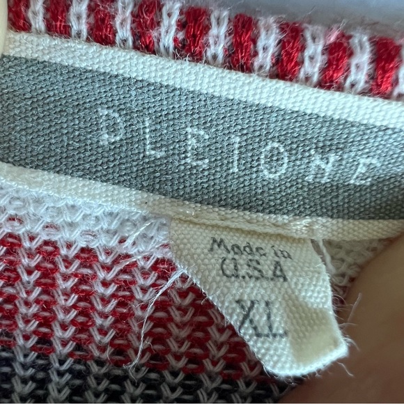 Pleione Sz XL Striped Top Short Bell Sleeve Ruffle - Picture 7 of 8